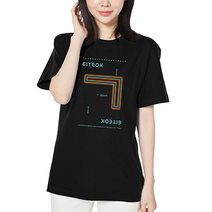 아이엠스톡 110~3XL 다랑이 한글 반팔티 남녀공용 블랙