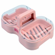 socean 두 칸 비누 케이스 투명 뚜껑 빨래비누갑 욕실 비누 받침대 비누각 비누곽 빨래비누 덮개 각 더블 비누갑 세