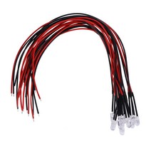 10PCS 5mm 사전 유선 확산 LED 다이오드 조명 20mA DC 3-6V 화이트, 보여진 바와 같이, 하나, 10개