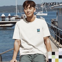 [지오지아] kkkim 오버핏 자수 반팔 티셔츠 AEB2TR1201