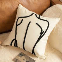 크로키 베개 커버 쿠션 소파 거실 개성있는 독특한 디자인 북유럽풍 세탁가능 침대 인형, F