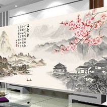 아트미니 보석십자수 동양화 수묵화 매화 원형비즈 큐빅 전체수 선물용 집들이, 250x100cm