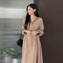 쉐얼유 여성 슈아브 핀턱 A라인 롱원피스