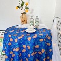 SKANDSALO 식탁매트 참신한 전원 꽃무늬 식탁보 티테이블보 코튼린넨 물방지 사각형 테이블보 먼지방지커버 천, T03-블루 들, C03-140*180cm(적합 직사각형 120식탁)