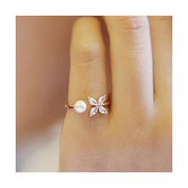 옥반지 혼주반지 가락지 925 스털링 실버 여성을 수제 진주 꽃 반지 절묘한 CZ 스톤 조절 가능한 오픈 링 쥬얼리