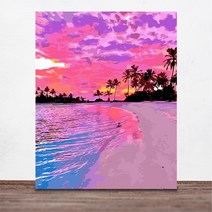 위메이크 페인팅 DIY 명화그리기 핑크빛 해변가 40x50