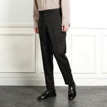 프랭키뉴욕 남자 명품ST 체크 일자 스판 슬랙스 링클프리 정장바지 HEPA671-1