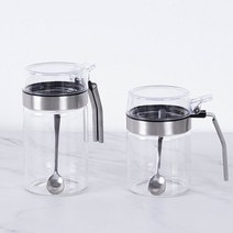 cocooning 스테인레스304 재질 내구성 강한 붕규산 유리 스푼 양념병, 300ml(소)