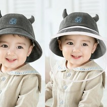도깨비 아기 골덴 버킷햇 +얼굴 마스크 유아 겨울모자 니트 벙거지 방한 쉴드 신생아 비말차단 방역 스트랩 썬캡