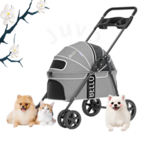Juvo 고양이 애견 반려견 펫 중형견 대형견 강아지 유모차 개모차 강아지웨건, 라지, 그레이 L+반려동물 목줄(사은품)