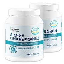하비웰 효소 유산균 단백질 다이어트 쉐이크 체중조절용 조제식품 식약처인증, 500g, 2통