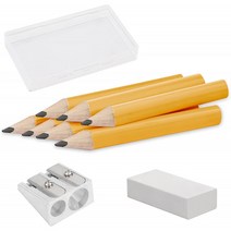 글쓰기 및 그리기를 위한 짧은 삼각형 뚱뚱한 연필 3.5인치 뚱뚱한 연필 지우개 깎이가 포함(7개)(노란, 단일옵션
