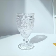 홈카페 앤틱 레트로 고블렛잔 - 3type 아이스커피잔 유리 컵선물, 플라워