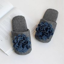 빅사이즈 꽃장식 논슬립 바닥 손님용 실내화 여름 산후조리원 자취방 40대 겨울 고급 북유럽, 색상_블랙해지, 상세페이지 참조
