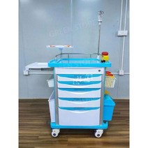 병원용 수납 수납카트 드레싱카트 트롤리 병원 카트 의료용 치과 웨건 응급처치 도구, 다크블루3서랍