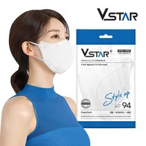 [브이스타]KF94새부리형 퓨어화이트50매 중형/성인용 국내생산 개별포장 일회용마스크
