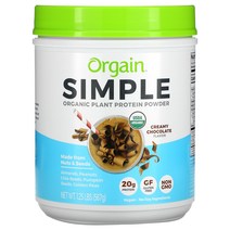 Orgain 심플 오가닉 플랜트 프로틴 파우더 크림 초콜릿 1.25 파운드 567g, One Color, One Size, 2kg, 1개