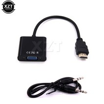 VGA케이블 모니터연결케이블 디스플레이포트 HDMI 호환 VGA 오디오 어댑터 남성 여성 1080p HDTV 모니터 TV XBOX 360 PS3 3.5mm 케이블 변환기, [01]  0.5m, 01 < =0.5m