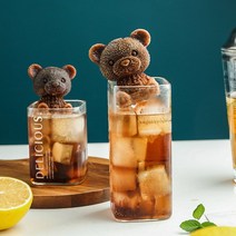 홈카페 하이볼 커피 라떼 실리콘 아이스 큐브 메이커 몰드 곰돌이 얼음틀 1p, 대