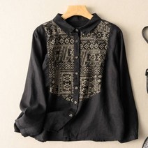 [리빙채움] LC160 루즈핏 면마 에스닉 패턴셔츠 블라우스 남방_G9F63FA