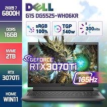 델 G15 5525 DG5525-WH06KR 1024GB 라이젠7 RTX3070Ti 다크 쉐도우 그레이 WIN11 Home, DELL G15 5525-WH06KR, 16GB, 2TB