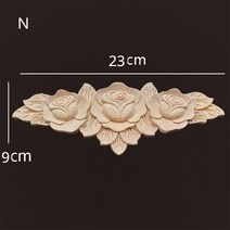 나무 조각 온레이 장미 아플리케 가구용 데칼 앤티크 홈 장식 가구 꽃 공예, 22.N-23cmX9cm