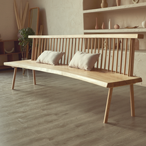 코노이드 벤치 조지 나카시마 원목 윈저 의자 티 체어 일본식 롱 스툴 레스토랑 카페 의자, 1m 폭  45cm 두께  4cm