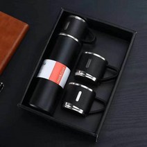500Ml 총알 더블 레이어 스테인레스 스틸 진공 보온병 커피 텀블러 여행 찻잔 출장 물병 차 주입기 병, 블랙 세트, 401-500ml
