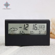 LED 디스플레이 다기능 온도계 온습도계 전자 온도 습도 측정기 기상 관측 알람 시계 포함, White