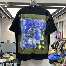 남자티 KAPITAL 티셔츠 캐슈 꽃 그래픽 로고 인쇄 탑 남성 의류 3560389842