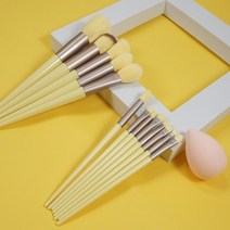 메이크업브러쉬 화장솔 세트 휴대용 붓 미니 코스메틱 소프트 큐트 뷰티 파운데이션 블러셔 파우더 아이섀도우 컨실러 블렌딩, 노란색 가방 및 MD