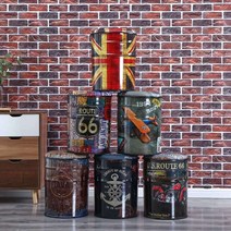 고기집 깡통 드럼통의자 원형 수납 의자 복고풍 스툴, 다크 블루 커피빈