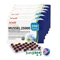 하이웰 프리미엄 초록홍합오일 25000mg 뉴질랜드초록홍합 그린머슬 글루코사민 콘드로이친 크릴오일 함유, 200캡슐, 6박스+추가상품