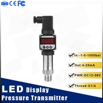 공구 LED 디스플레이 압력 송신기 G1/4 스레드 4-20mA 출력 공기 수압 오일 유압 센서 DC24V, [20] Others, [04] G1-8, 20 Others_04 G1-8