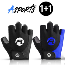 듀웨이 ASPORTS 자전거 반장갑 1+1, 블루(M), 블루(M)