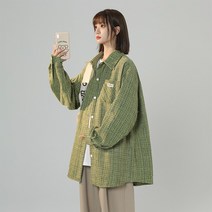 힙합 스트릿 체크무늬 가을 자켓 셔츠 점퍼 오버핏 홍대 재킷 간절기 가디건