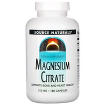 Source Naturals 마그네슘 시트레이트 133 밀리그램 180 캡슐