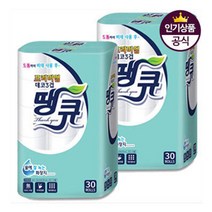 정품 땡큐 3겹 롤 프리미엄 화장지 휴지 30롤 2팩 [NZ347], 1