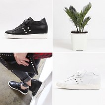 티투알 6cm 키높이 수제화 스니커즈 쥬엘 W40 블랙 화이트