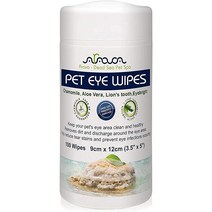 Arava Pet Eye Wipes - 개 고양이 강아지 새끼 고양이용 - 100개 수 - 천연 및 아로마테라피 약용 - 먼지 각질 제거 및 배출 - 차 방지