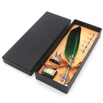 Dehan 신원 푸에르 만년필 깃털펜 세트, 1.0mm, 진핑크