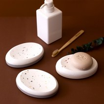 테라쪼 규조토 비누 받침대 트레이 (사포 포함), 레드