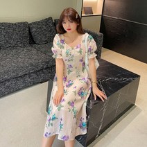 여름 펀칭 자수 프린트 빅사이즈 원피스 34번 박시한 스커트