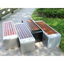 스테인리스 벤치 공원벤치 야외벤치 정원벤치, 120x40x45아연도금밝은회색+플라스틱나무