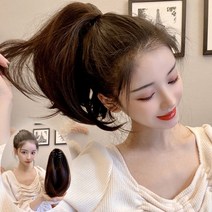 하이유니 숏 포니테일 짧은 붙임머리 헤어 여자 여성 부분 피스 가발 28cm, 허니브라운 / 28cm