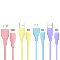아이엔조이 마카롱 고속 충전 USB 아이폰 케이블 4개입, 혼합색, 1.2m