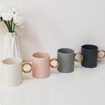 골드링 카페머그컵 골드라인컵 집들이선물, 라이트그레이