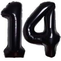 101.6cm40인치 블랙 숫자 10 풍선 남아 또는 여아용 큰 포일 마일라 대형 10숫자 해피 10번째 생일 파티 기념일 장식 10세 바다 인어 테마 축하 새해 USA 미국, Black Balloon 14 Or 41