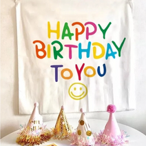 생일 포인트 패브릭 현수막 가랜드 벽장식, 스마일