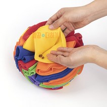 깔끔더하기 강아지 노즈워크 장난감 볼 간식 애견장난감 공, S사이즈-15cm+부착식4단걸이, 레인보우